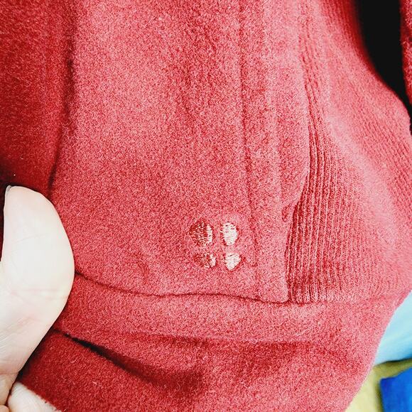 Sweaty Betty Maroon Long Sleeve Velour Turtleneck Crop Top SweatShirt Women's L - Picture 7 of 11